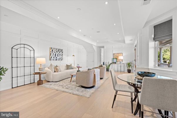 Dining room, Interior, Living room, Recessed Lighting, Wood Texture Flooring