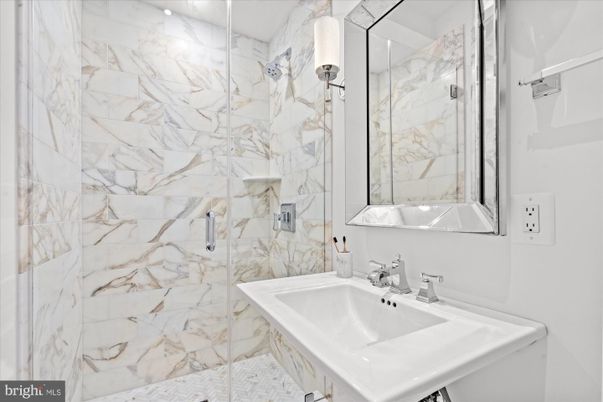 Bathroom, Glass Shower, Interior, Marble Walls