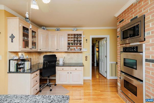 Home Office, Interior, Kitchen, Stone Walls, Wood Texture Flooring