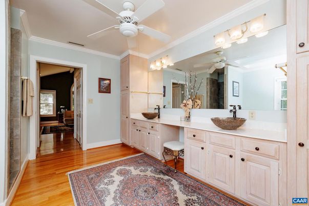Bathroom, Dual Sink Vanities, Interior, Wood Texture Flooring