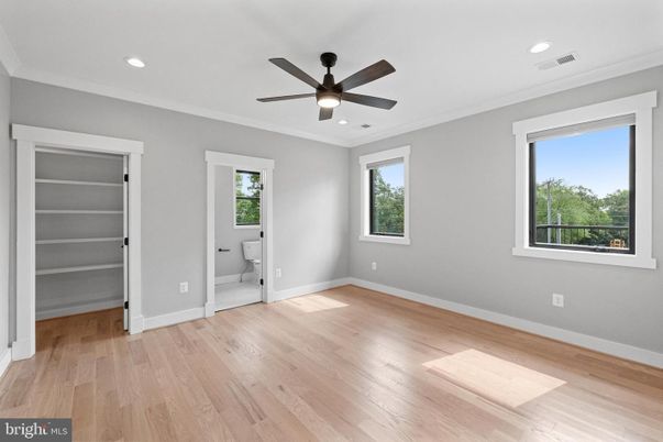 Bathroom, Empty room, Interior, Recessed Lighting, Wood Texture Flooring