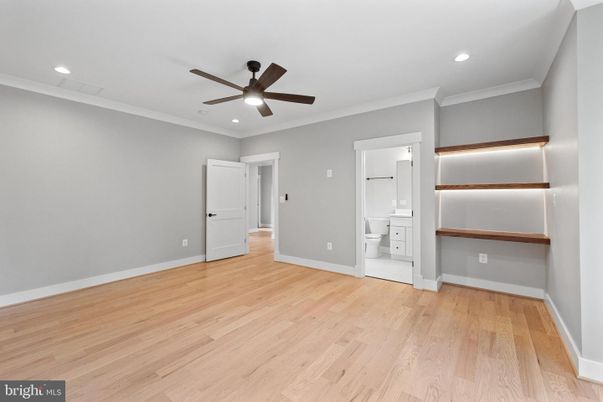 Bathroom, Empty room, Interior, Recessed Lighting, Wood Texture Flooring