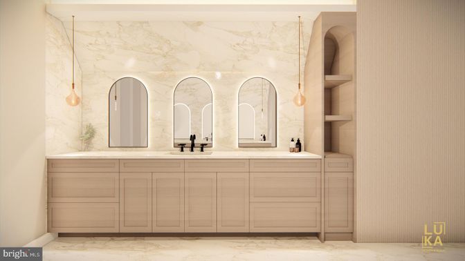 Bathroom, Dual Sink Vanities, Interior, Marble, Marble Walls