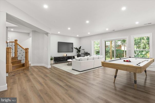 Billiard Table, Game Room, Interior, Living room, Recessed Lighting, Wood Texture Flooring