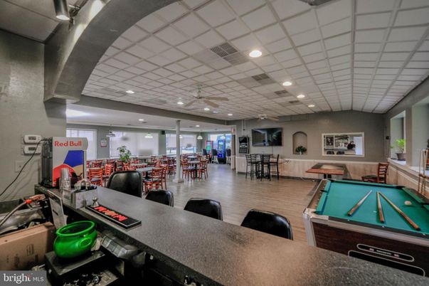 Billiard Table, Dining room, Game Room, Interior, Recessed Lighting, Wood Texture Flooring