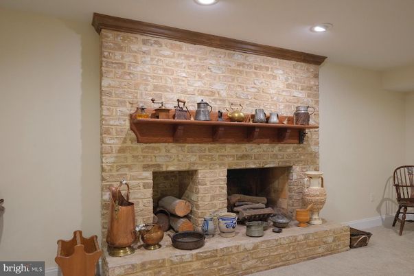 Fireplace, Interior, Recessed Lighting, Stone Walls