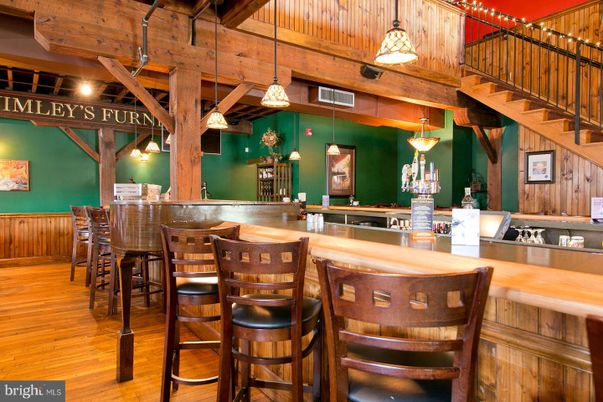 Dining room, Interior, Pendant Lights, Wooden Beams, Wood Texture Flooring, Wooden Walls