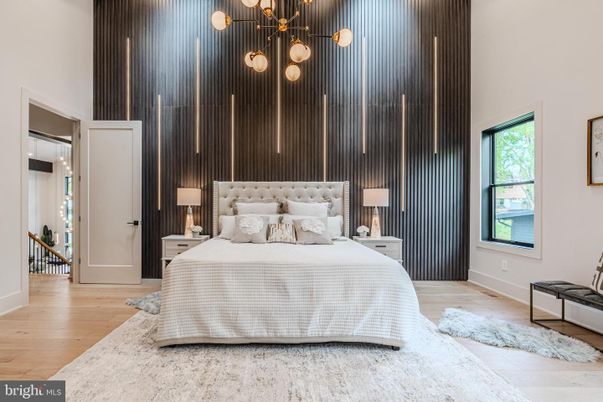 Bedroom, Interior, Pendant Lights, Wood Texture Flooring