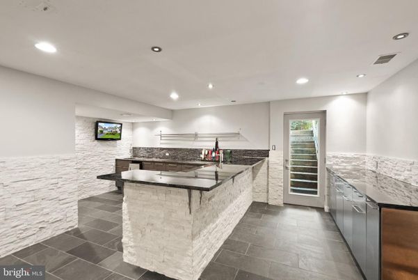 Interior, Kitchen, Recessed Lighting, Stone Walls