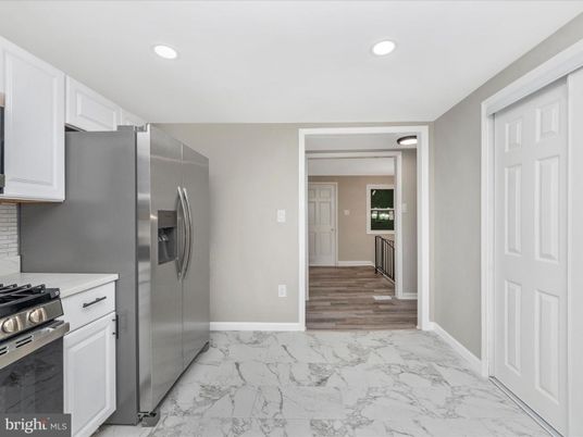 Interior, Kitchen, Marble, Recessed Lighting, Stainless Steel Appliances