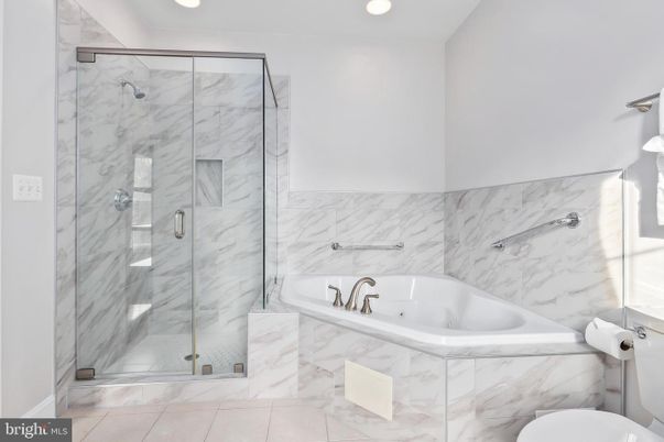 Bathroom, Glass Shower, Interior, Marble Walls, Recessed Lighting