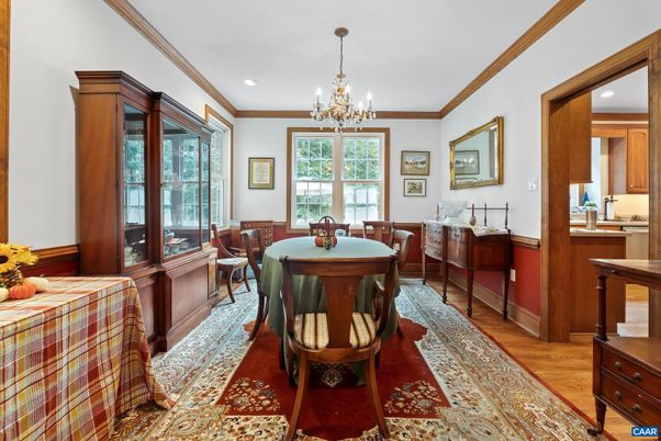 Chandelier, Dining room, Interior, Recessed Lighting, Wood Texture Flooring