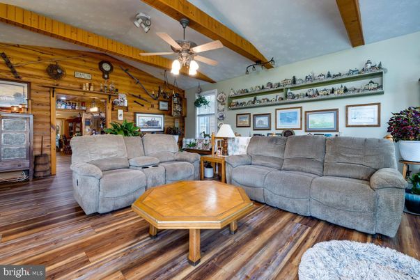 Dining room, Interior, Living room, Wooden Beams, Wood Texture Flooring, Wooden Walls