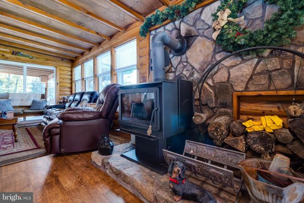 Fireplace, Interior, Living room, Stone Walls, Wooden Beams, Wooden Ceilings, Wood Texture Flooring
