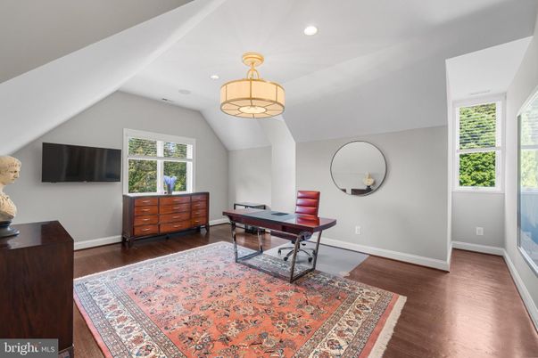 Home Office, Interior, Pendant Lights, Recessed Lighting, Wood Texture Flooring