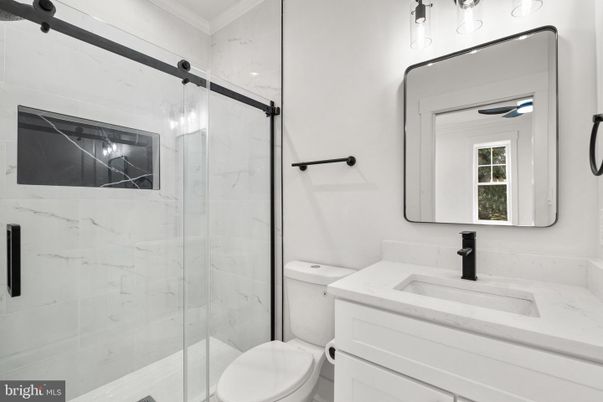 Bathroom, Glass Shower, Interior, Marble Walls