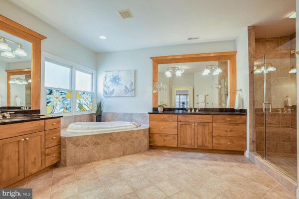 Bathroom, Dual Sink Vanities, Glass Shower, Interior, Recessed Lighting