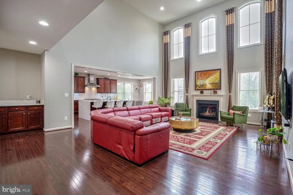 Fireplace, Interior, Kitchen, Living room, Recessed Lighting, Wood Texture Flooring