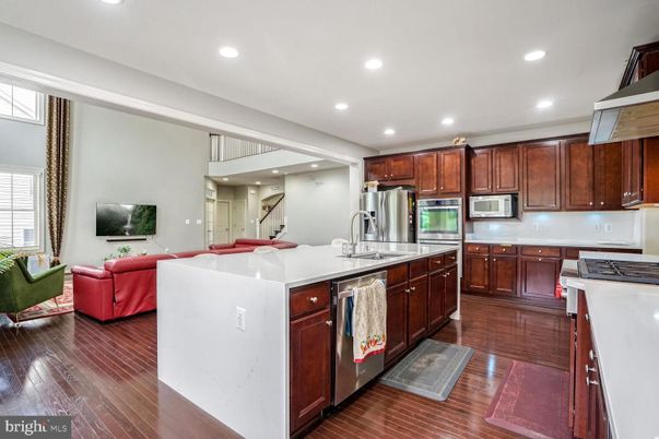 Interior, Kitchen, Living room, Recessed Lighting, Stainless Steel Appliances, Wood Texture Flooring