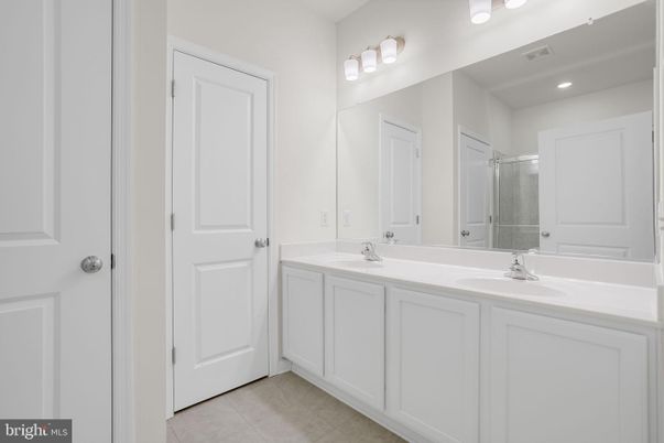 Bathroom, Dual Sink Vanities, Glass Shower, Interior, Recessed Lighting