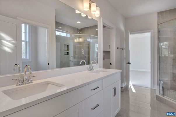 Bathroom, Dual Sink Vanities, Glass Shower, Interior