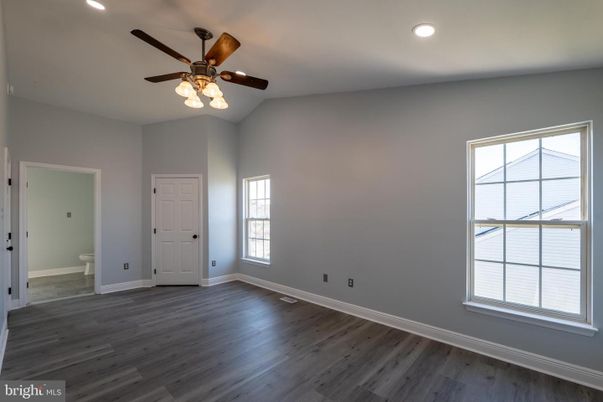Bathroom, Empty room, Interior, Recessed Lighting, Wood Texture Flooring