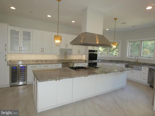 Interior, Kitchen, Marble, Pendant Lights, Recessed Lighting, Stainless Steel Appliances