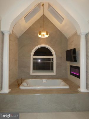 Bathroom, Fireplace, Interior, Pendant Lights