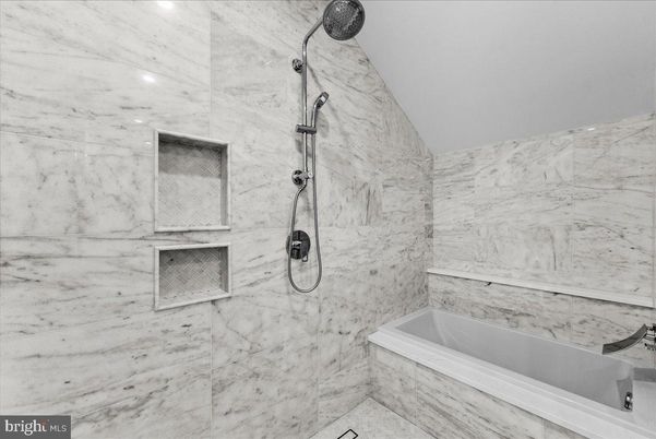 Bathroom, Glass Shower, Interior, Marble Walls, Recessed Lighting
