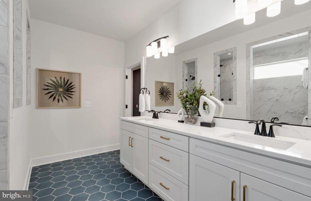 Bathroom, Dual Sink Vanities, Interior, Marble Walls