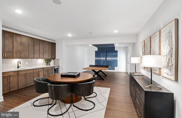 Dining room, Interior, Kitchen, Recessed Lighting, Wood Texture Flooring