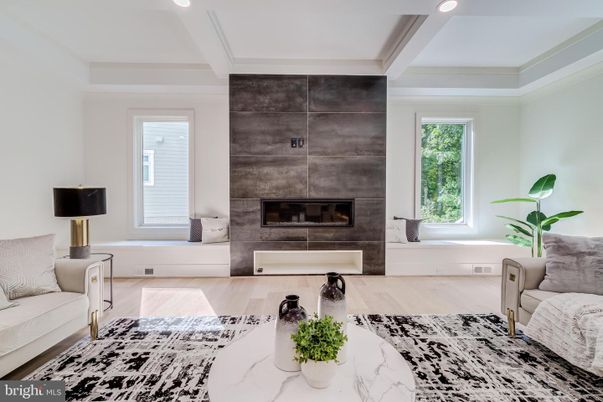 Fireplace, Interior, Recessed Lighting, Wood Texture Flooring