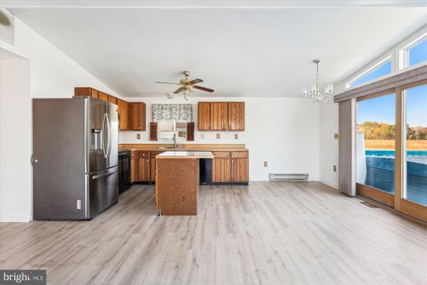 Chandelier, Interior, Kitchen, Pendant Lights, Wood Texture Flooring