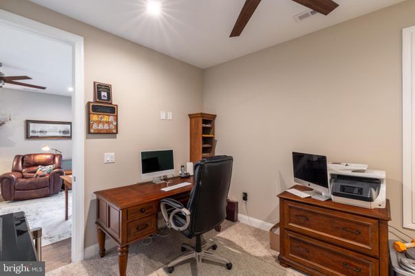 Home Office, Interior, Recessed Lighting, Wood Texture Flooring