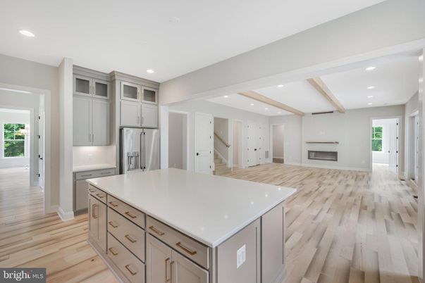 Interior, Kitchen, Recessed Lighting, Stainless Steel Appliances, Wooden Beams, Wood Texture Flooring
