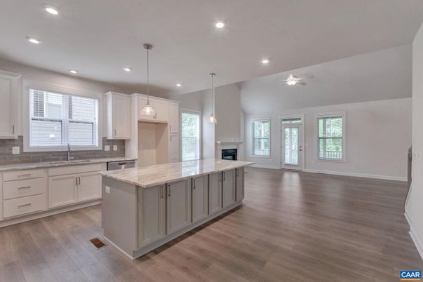 Interior, Kitchen, Pendant Lights, Recessed Lighting, Wood Texture Flooring