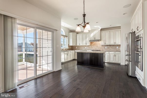 Chandelier, Interior, Kitchen, Pendant Lights, Recessed Lighting, Wood Texture Flooring