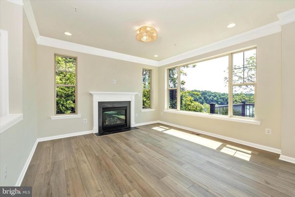 Empty room, Fireplace, Interior, Recessed Lighting, Wood Texture Flooring