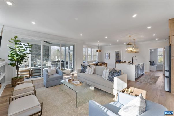 Dining room, Interior, Kitchen, Living room, Pendant Lights, Recessed Lighting, Wood Texture Flooring