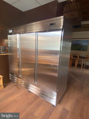 Elevator, Interior, Kitchen, Stainless Steel Appliances, Wood Texture Flooring