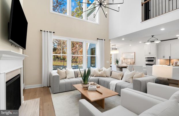 Dining room, Fireplace, Interior, Kitchen, Living room, Pendant Lights, Recessed Lighting, Stainless Steel Appliances, Wood Texture Flooring