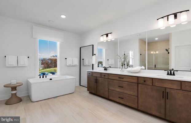 Bathroom, Dual Sink Vanities, Free Standing Baths, Glass Shower, Interior, Recessed Lighting