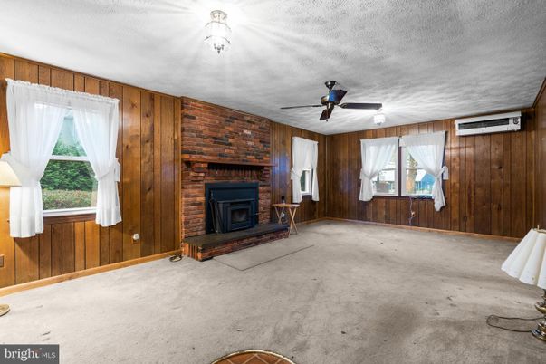 Empty room, Fireplace, Interior, Stone Walls, Wooden Walls