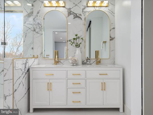 Bathroom, Dual Sink Vanities, Interior, Marble Walls