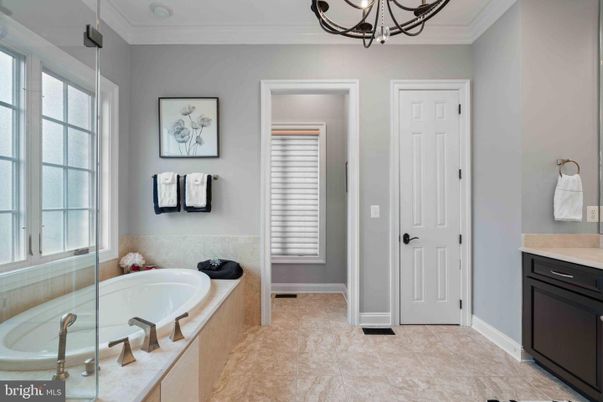 Bathroom, Chandelier, Glass Shower, Interior