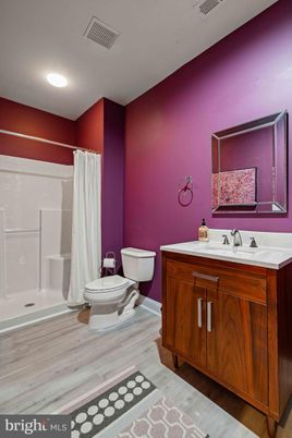 Bathroom, Interior, Recessed Lighting, Wood Texture Flooring