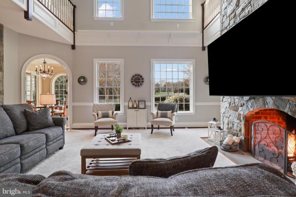 Chandelier, Fireplace, Interior, Living room