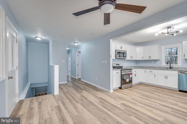 Interior, Kitchen, Stainless Steel Appliances, Wood Texture Flooring