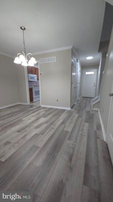 Empty room, Interior, Kitchen, Pendant Lights, Wood Texture Flooring