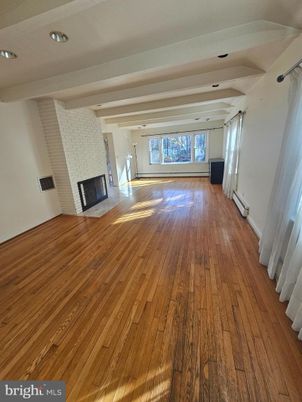 Empty room, Fireplace, Interior, Recessed Lighting, Wood Texture Flooring